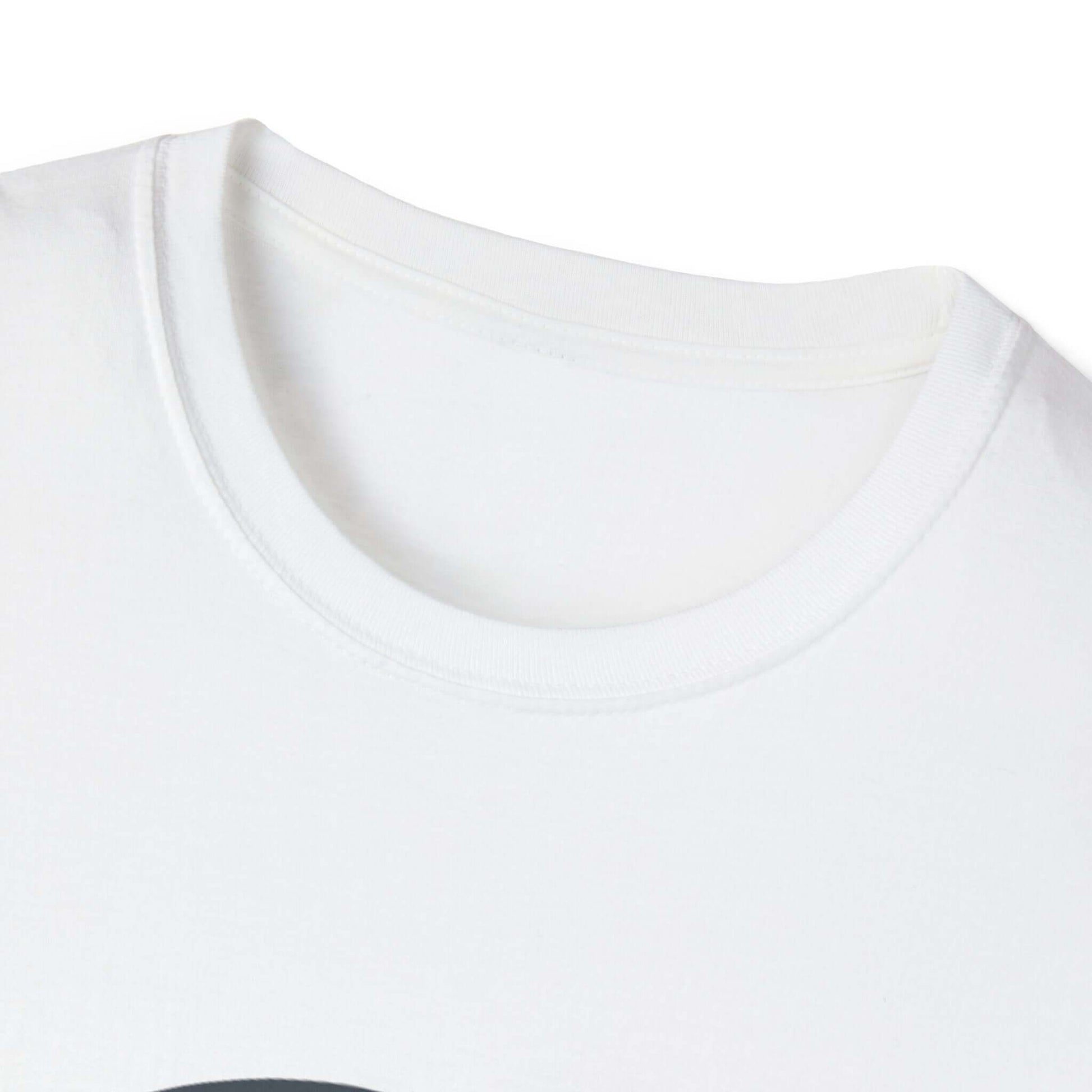 Close-up of the collar of the unisex Grip and Grind T-Shirt featuring a soft and comfortable design.