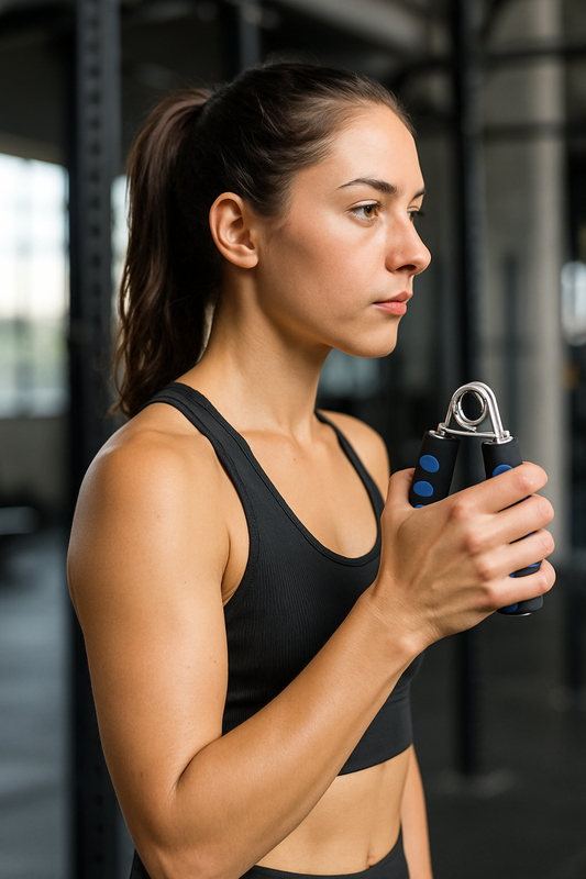 woman using a grip strengthener